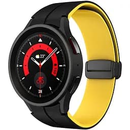 Ремінець для Samsung Galaxy Watch 4 40mm - чорно-жовтий ширина кріплення 20мм силікон Watchbands Magnetic (W34-5WB39441171)