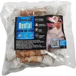 Ласощі для собак AnimAll Dental кістка баварська вузлова №3М, з м'ясом курки, 14-16 см, 10 шт.