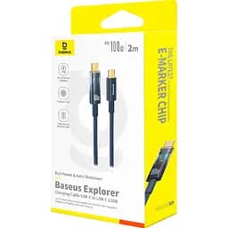Кабель Baseus Explorer Charging with Auto Shutdown Cable Type-C to Type-C 100W 2m P10319704321-01 Blue - мініатюра 3
