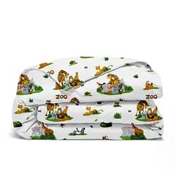 Дитяча постільна білизна в ліжечко ZOO ANIMALS CS9, зелений (AnimalsZooRestLawn_Grey110x160_140) - мініатюра 4