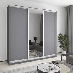 Шафа-купе тридверна MebelStar Комбо AL 2ДСП/Дзеркало 240x45x240 см Антрацит (MBS-2112)