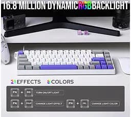 Клавіатура ігрова механічна AULA WIN-68 HE Max White-Blue Magnetic switch ENG/UKR - мініатюра 11