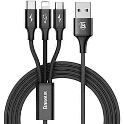 Кабель Baseus Rapid Cable USB to Lightning/microUSB/Type-C 3A 1.2m CAMLT-SU01 Black