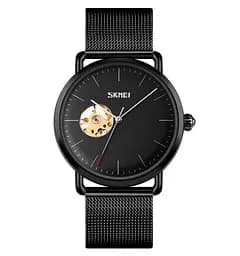 Чоловічий годинник скелетони Skmei 9201 механічний (Чорний)