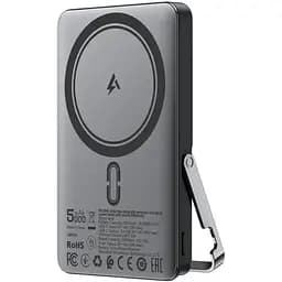Зовнішній акумулятор Acefast M16-5000 PD18W ultra-thin magnetic wireless charging power bank with stand Black (6974316283997)