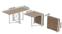 Стіл-книга трансформер Оріон 2 Ferrum-decor 750x1520x730 Білий метал ДСП Дуб Сан-Марино 16 мм (FRD-104591) - мініатюра 7