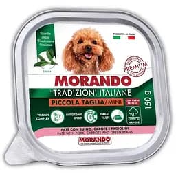 Влажный корм для собак Morando Tradizioni беззерновой паштет со свининой, морковью и стручковой фасолью 150 г