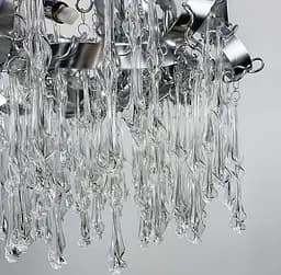 Подвесной светильник в цвете хром со стеклянными закрученными подвесами Ø 80 см Line F | Ст. MD9014-800-13P