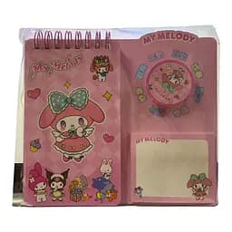 Дитячий блокнот Мелоді із наліпками, стікерами для записів та тримачем для ручки рожевий (25-SS197)