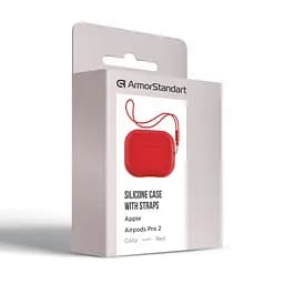 Силіконовий чохол для навушників Apple AirPods Pro 2 2022, Silicone Case with straps, червоний, захисний чохол з ремінцем, ультратонкий і легкий, повний захист, з підвіскою, м"який силікон, ArmorStandart (ARM68614) - мініатюра 3