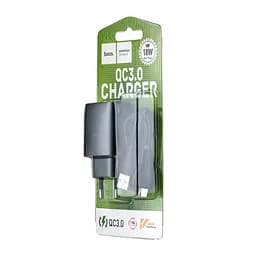 Мережевий зарядний пристрій Hoco C72Q Glorious single port QC3.0 charger set ( Type-C ) ( EU ) Чорний - мініатюра 2