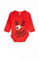 Комплект дитячий теплий з начосом боді та штанці з різдвяним оленем Rudolf