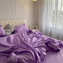 Комплект постільної білизни двуспальний 180 x 220 см SARRA Кретон Lilac Фіолетовий