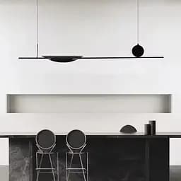 Мінімалістична підвісна люстра з чорному каркасі 120 см | Line F | Арт. SG31-1200L BK