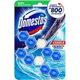 Сменный туалетный блок для унитаза Domestos Power 5 Свежесть океана, 2 шт. по 55 г