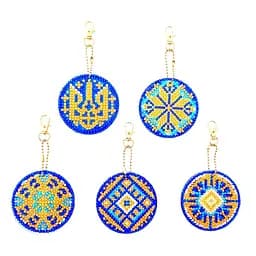 Набор брелков алмазная выкладка Украинские орнаменты ColorArt BR39, 5 штук