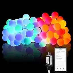 Разноцветная гирлянда LE iLUX Smart RGB Globe String Lights, 33 фута 100 светодиодов, многоцветная, VoiceMusic Sync