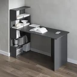Компьютерный стол Vays M-24 Антрацит, письменный с полками слева, ЛДСП, 142×60×123 см - для дома, учебы, офиса