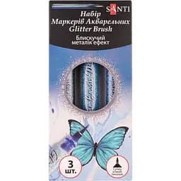Набор акварельных маркеров Santi Glitter Brush Оттенки синего 3 шт. (390769)
