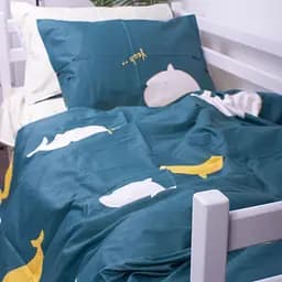 Підковдра на блискавці MirSon Kids Time 22-1219 Whale, сатин, 210х143 см, темно-зелена - мініатюра 2