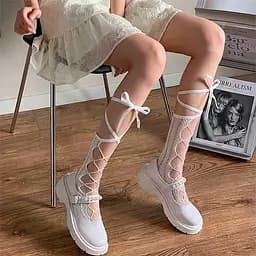 Гольфи з підв'язками "Лоліта" білий XS/S/М (1,2,3) – Еротична білизна