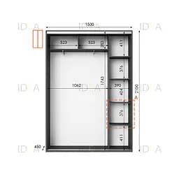 Шафа-купе Idea серія 5 150 x 45 x 210 см Антрацит Дзеркало - мініатюра 2