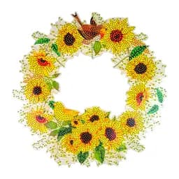 Алмазна мозаїка Strateg ПРЕМІУМ Вінчик із соняшників підвісний розміром 30х30 см (HHE26387)