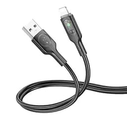 Кабель Hoco U120 с индикатором USB to Lightning 1.2 м черный
