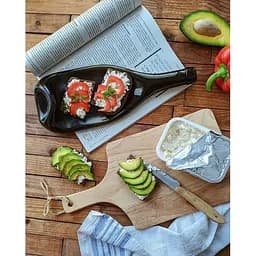 Стеклянная тарелка Mazhura Vine из сплюснутой 1.5 л бутылки шампанского для подачи сыра мяса и нарезки коричневая (mz694920)