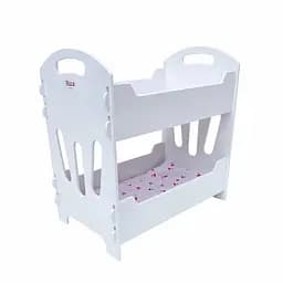Кроватка для кукол двухярусная 8002Б МАСЯ белая с постелью, в коробке