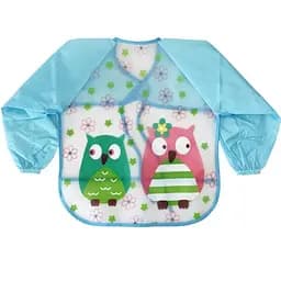 Слинявчик з рукавами MegaZayka Сови на зав'язках блакитний MGZ-0610-4