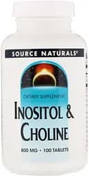 Вітаміни та мінерали Source Naturals Inositol & Choline, 100 таблеток