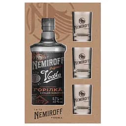 Уценка. Сувенирный набор Nemiroff Originals 40% 0.7 л + 3 рюмки
