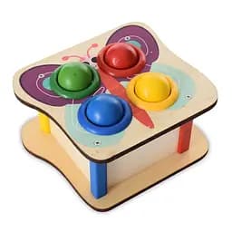 Деревянная игрушка стукачка "Бабочка" MD 1682E, молоток