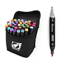 Набор скетчмаркеров двусторонних, 40 шт., 40 цветов, круглый/скошенный наконечник, в сумке