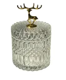 Конфетница Olens 8030-386 Золотой олень стекло с фацетированным дизайном 490 мл Прозрачный
