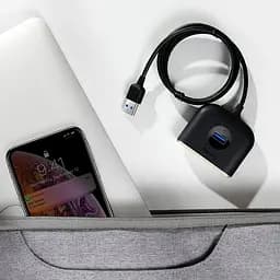 USB-хаб Baseus Square Round Box 4-Port USB-A Black 1м (CAHUB-AY01) [77938] - мініатюра 11