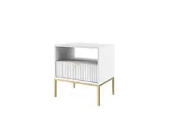 Тумба приліжкова Perfect Home Нова / Nova з 1 шухлядою і золотими ніжками S54 Білий (PFH-091261) - мініатюра 4
