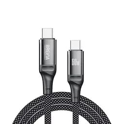 Кабель Brevia Type-C to Type-C 60W 1 м, черный ZIP (56100BCCZ1)