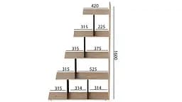 Етажерка Ferrum-decor Стелла 1600x1020x300 Чорний метал ДСП Дуб Сан-Марино (FRD-103464) - мініатюра 4