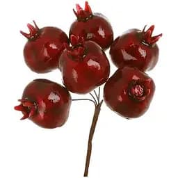 Декоративная ветка с 6 мини-гранатами Бордовый 10 см