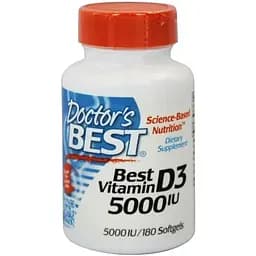 Витамин D Doctor's Best Vitamin D3 5000 IU, 180 вегакапсул комплексное укрепление костей и зубов