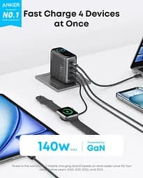 Зарядний пристрій Anker Laptop GaN 140W 4 порти (B2697GZ1) чорний - мініатюра 6