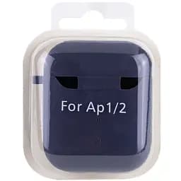 Силіконовий футляр з мікрофіброю для навушників Airpods 1/2 Темно-синій / Midnight blue - мініатюра 3