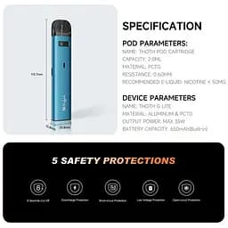 Підсистема електронна сигарета Kumiho THOTH G Lite Pod 650mAh 2ml Kit Ocean Blue (18166) - мініатюра 7