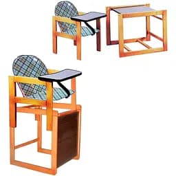 Стільчик для годування Малятко №1142 Клітинка для годування та ігор, оббивка шкірзам, сірий зі світло-коричневим 