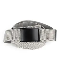 Ремень-резинка мужской на зажиме PS-40023 (115 см) светло-серый плетеный