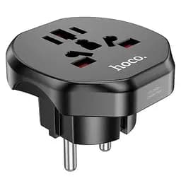 Сетевой адаптер HOCO AC6 Unimpeded universal conversion plug Black