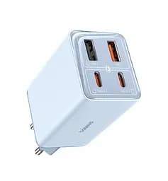 Сетевое зарядное устройство Baseus GaN6 Pro Fast 2C+2U 65 W Cable Type-C to Type-C 1 м P10162701313-00 Голубой