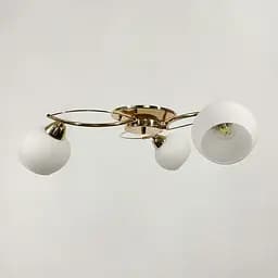 Золота люстра на 3 білих плафони | Арт. 91061/3 GD | Line F